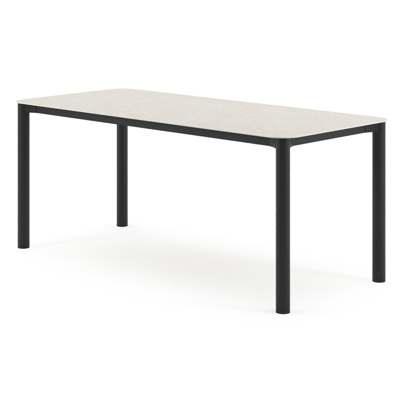 Orso tuintafel rechthoekig afgerond in zwart aluminium en volkeramiek Shilin - L 200 x B 80 x H 74.5 cm