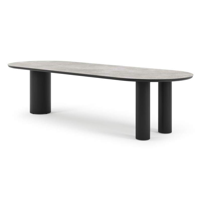 Como tuintafel ovaal in zwart aluminium en volkeramiek New York - L 300 x B 110 x H 74 cm