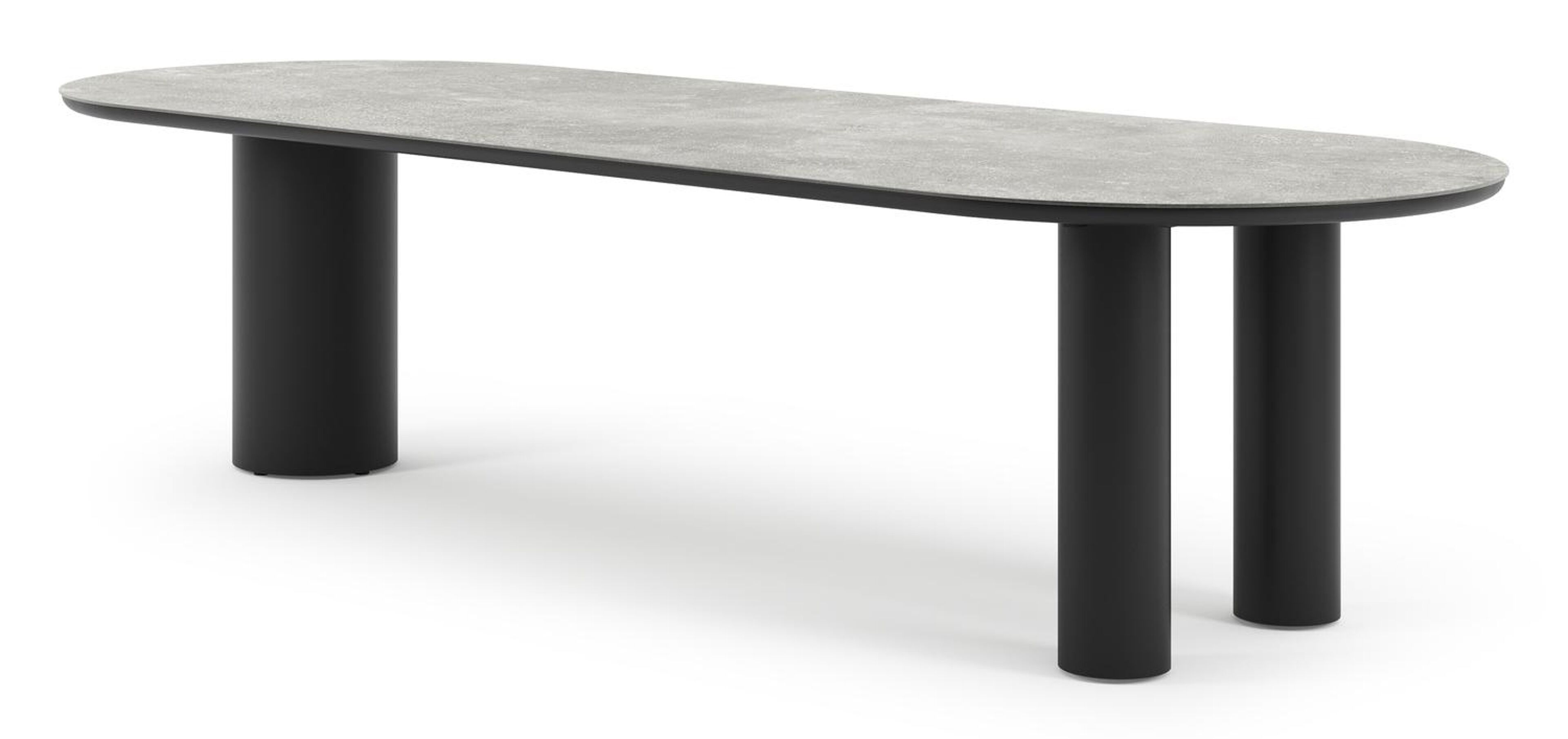 Como tuintafel ovaal in zwart aluminium en volkeramiek New York - L 300 x B 110 x H 74 cm