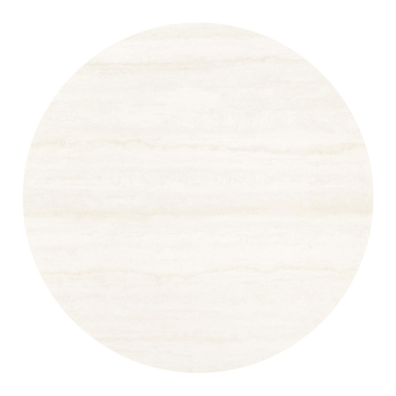 Table de basse low dining Fano ronde en aluminium noir et céramique pleine Travertino Bianco - Diam. 85 x Haut. 55 cm