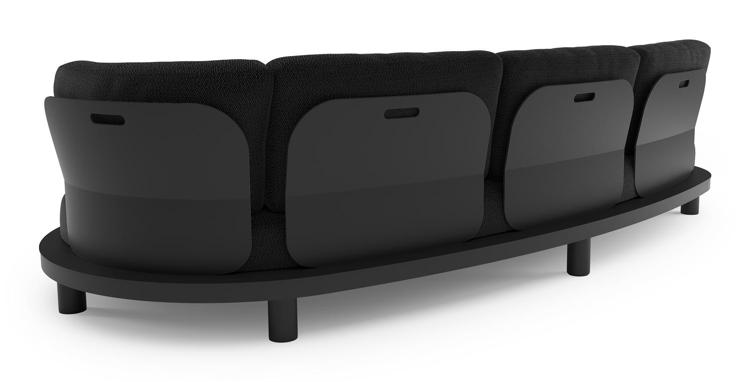 Canapé de jardin Donato en aluminium noir et coussins en all weather sunbrella® luxe lopi baribal