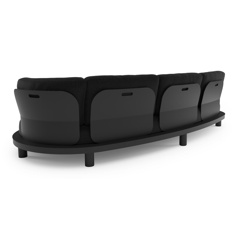 Canapé de jardin Donato en aluminium noir et coussins en all weather sunbrella® luxe lopi baribal