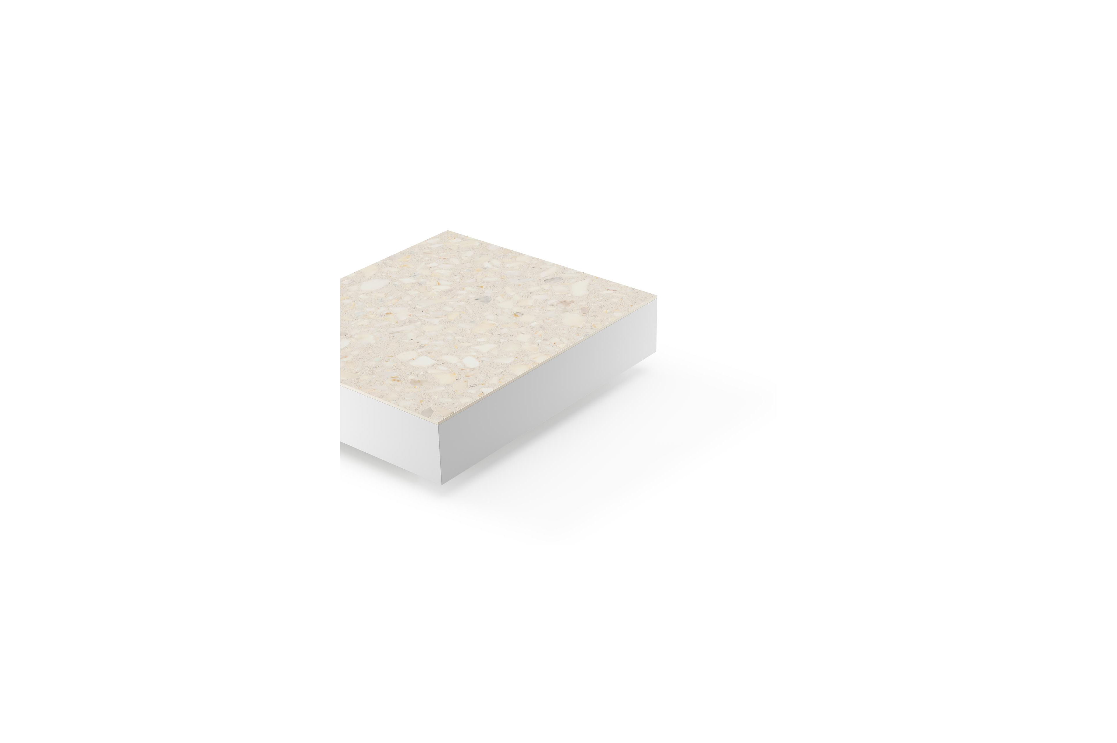 Como loungetafel in wit aluminium en retrostone volkeramiek - L 70 x B 80 x H 20 cm