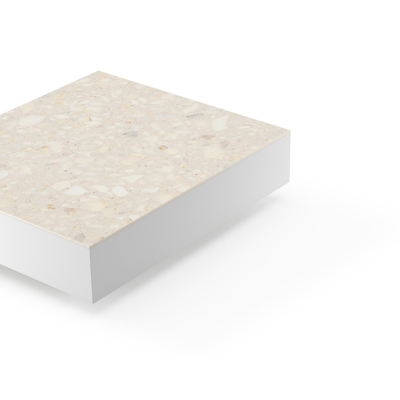 Como loungetafel in wit aluminium en retrostone volkeramiek - L 70 x B 80 x H 20 cm