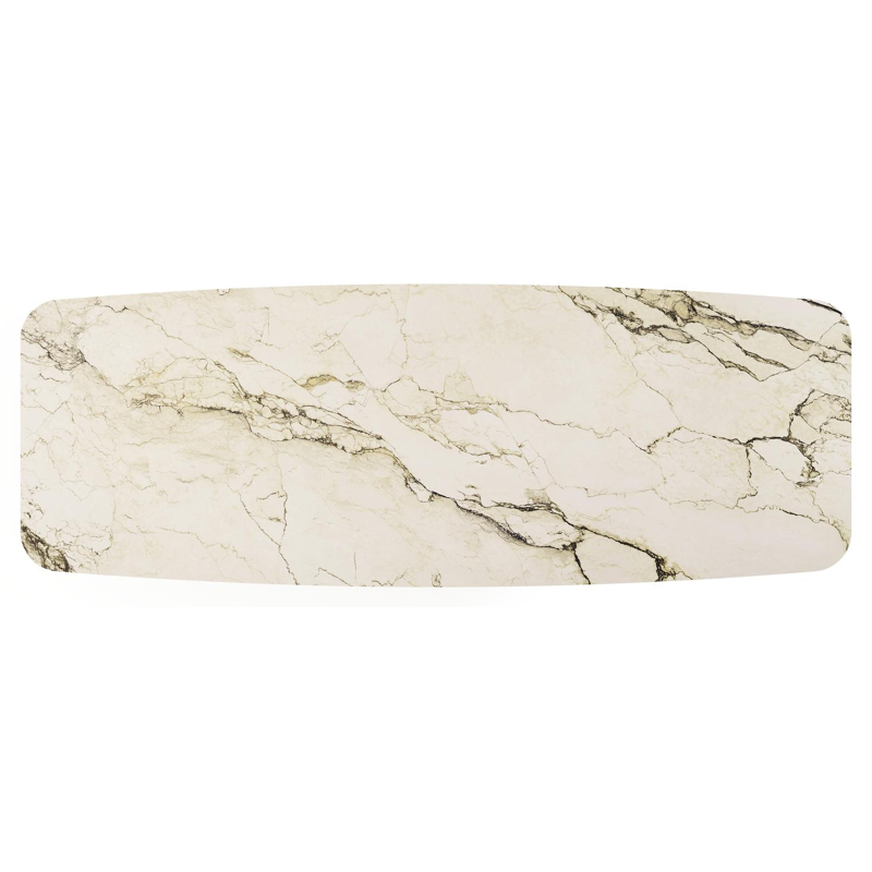 Lacirma tuintafel bootvorm in beige aluminium en volkeramiek Colorado Dunes L 315 x B 115 x H 73 cm x H 73 cm