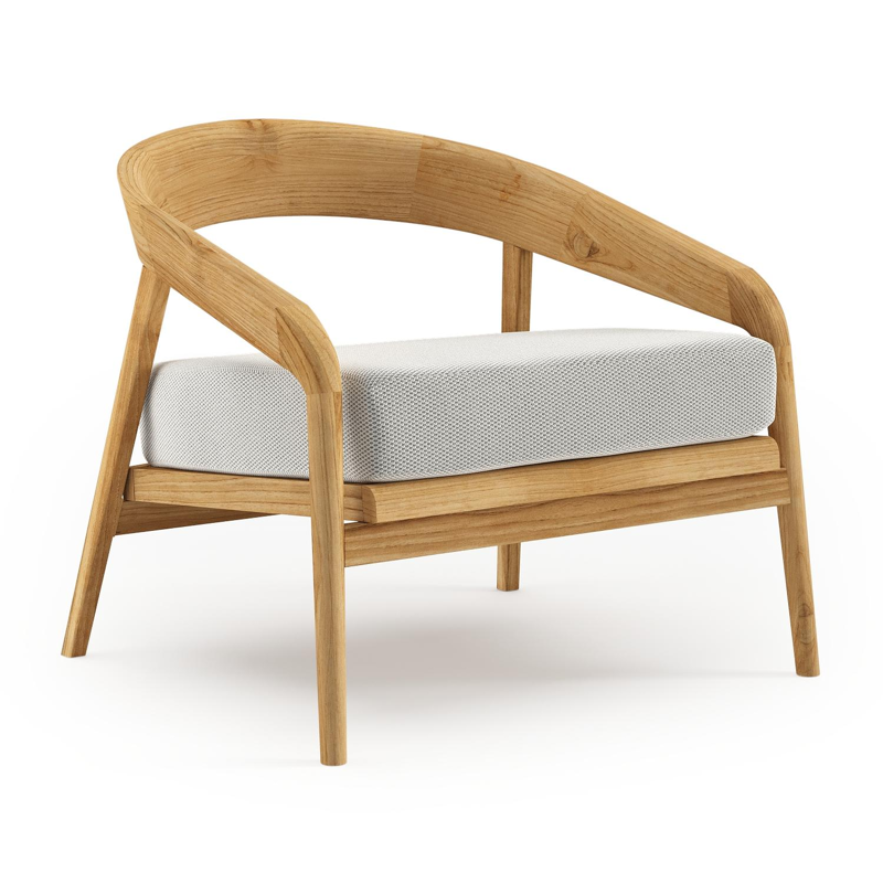 Lacrima loungestoel in teak met lopi ash all weather Sunbrella® luxe kussen
