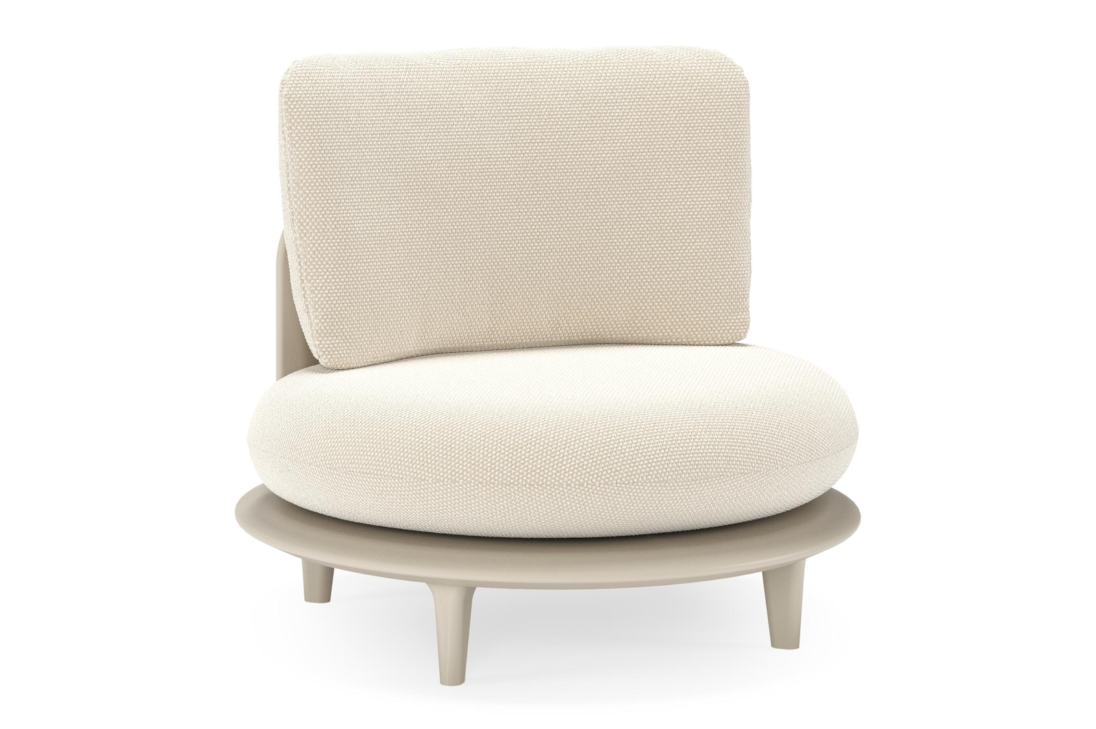 Bomero loungestoel in beige aluminium met althea off white all weather cosytica kussen