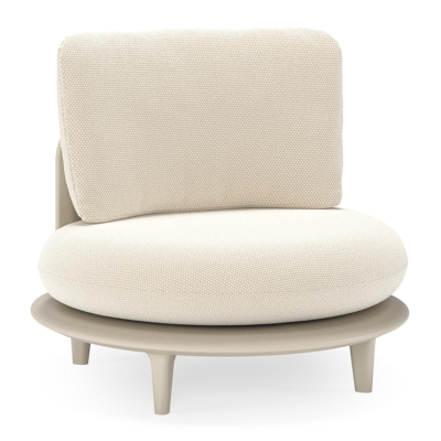 Bomero loungestoel in beige aluminium met althea off white all weather cosytica kussen