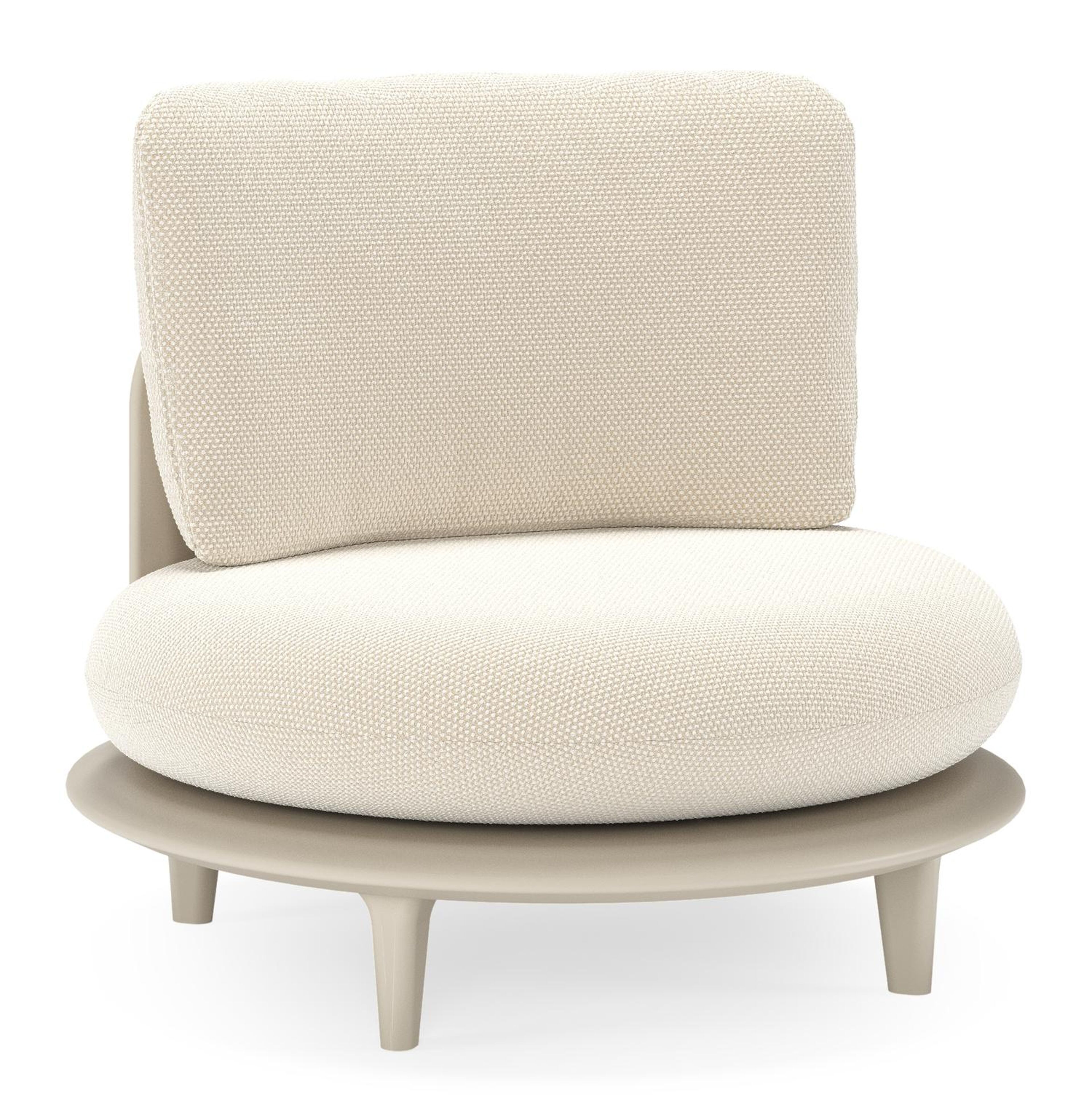Fauteuil de jardin Bomero en aluminium beige et coussins en all weather cosytica althea off white