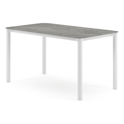 Orso tuintafel rechthoekig afgerond in wit aluminium en volkeramiek Aspen Grey - L 140 x B 80 x H 74.5 cm