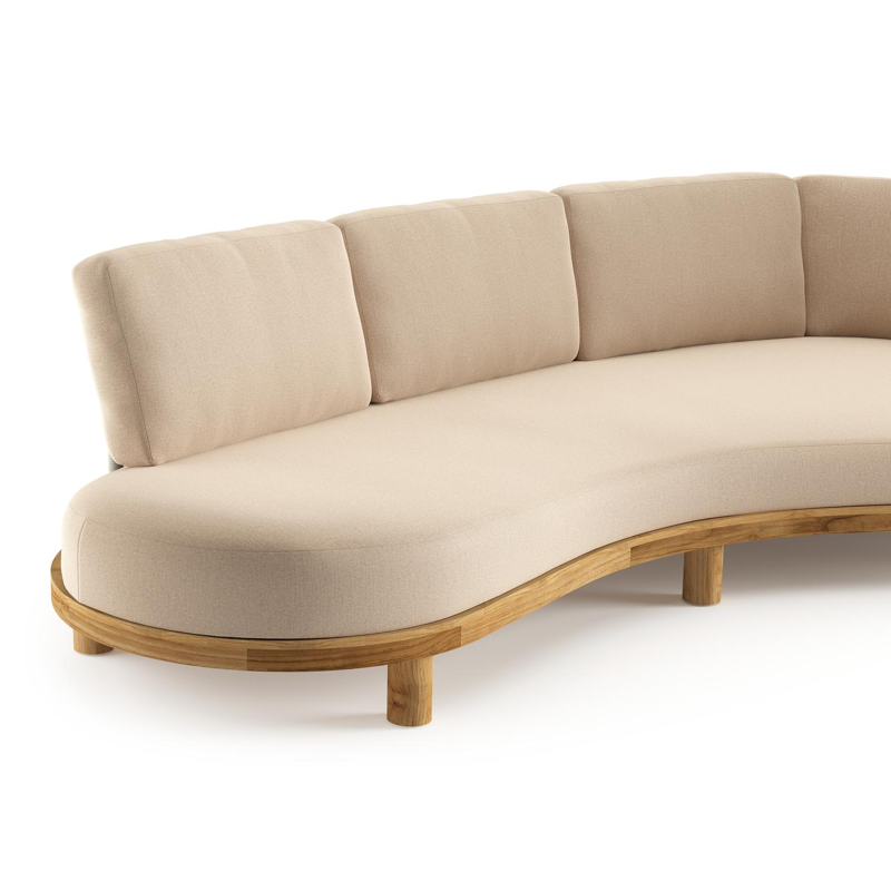 Donato loungebank in teak met natte heather beige all weather sunbrella® luxe kussen