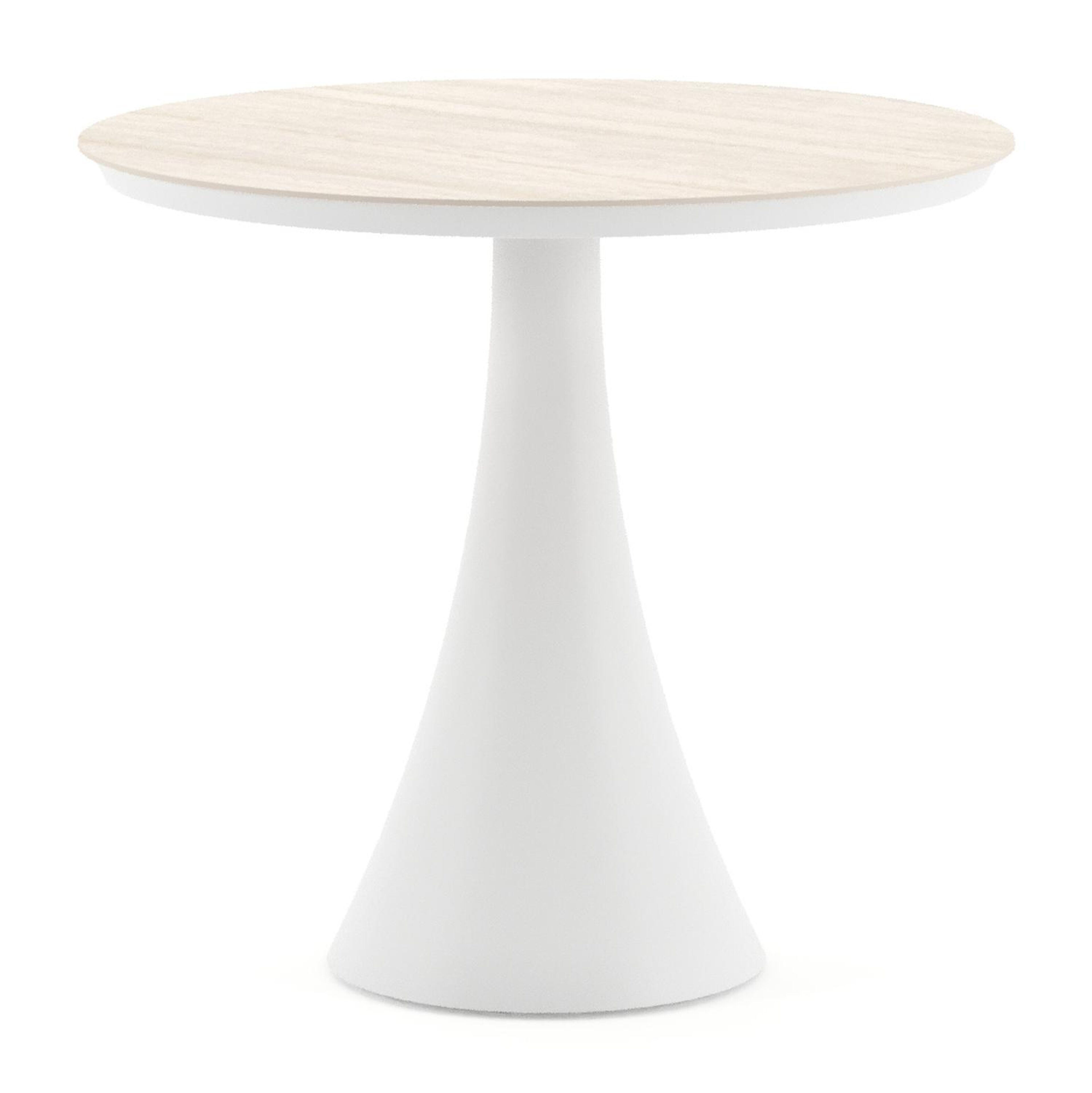 Fano tuintafel rond in wit aluminium en volkeramiek Travertino Bianco - Dia. 85 x - Dia. 85 x H 75 cm