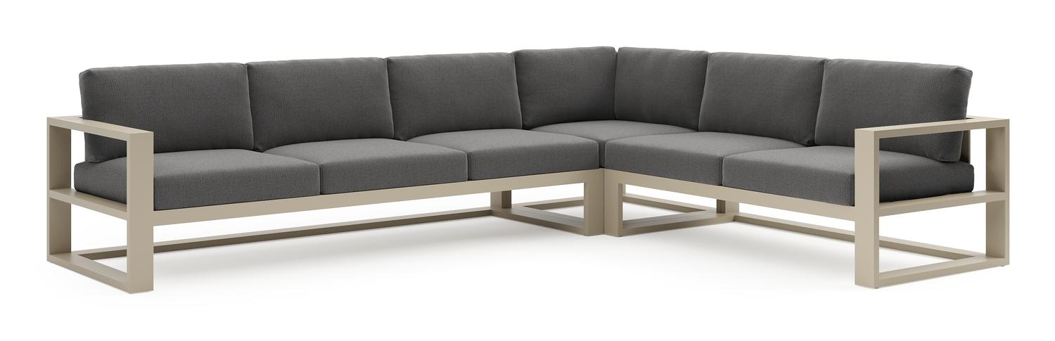 Verato loungehoek in beige aluminium met savane tornado all weather sunbrella® luxe kussen