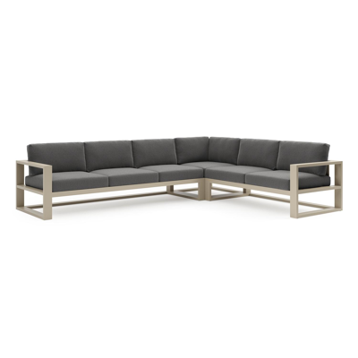 Verato loungehoek in beige aluminium met savane tornado all weather sunbrella® luxe kussen