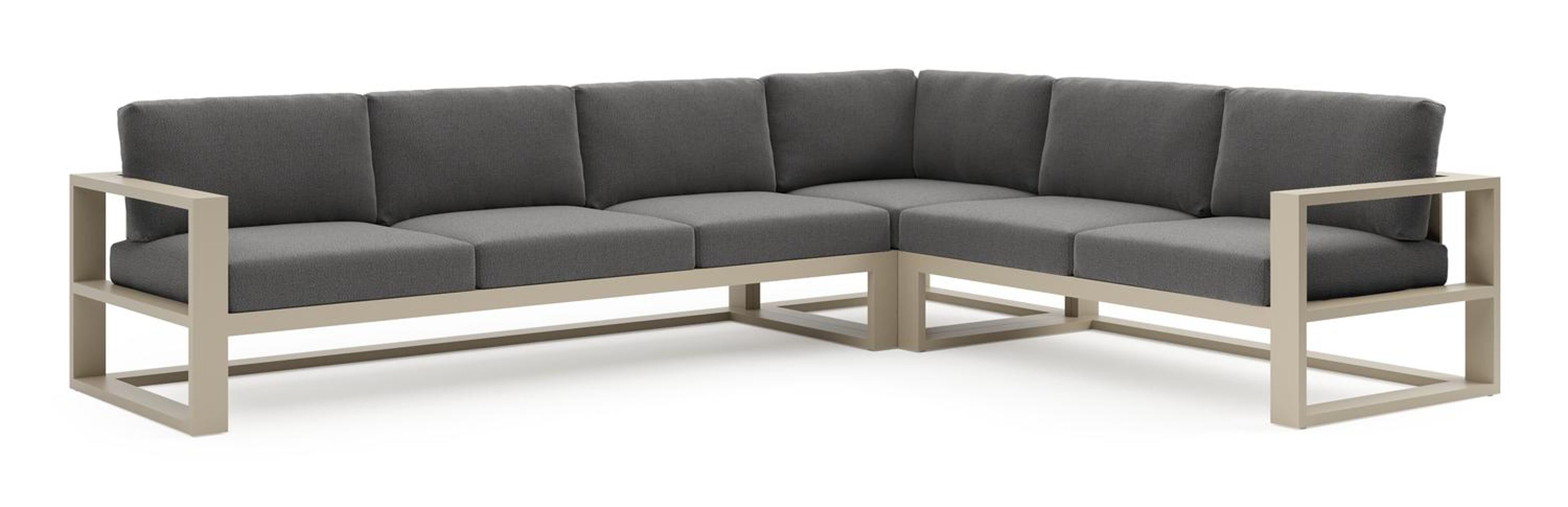 Verato loungehoek in beige aluminium met savane tornado all weather sunbrella® luxe kussen