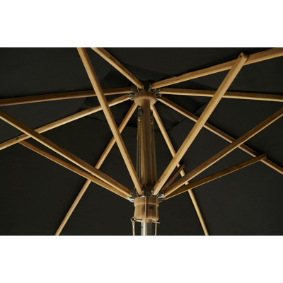 Parasol droit Pescara en teck  avec toile de parasol en polyester noir - Larg1 300 x Larg2 400 cm (sans pied de parasol)