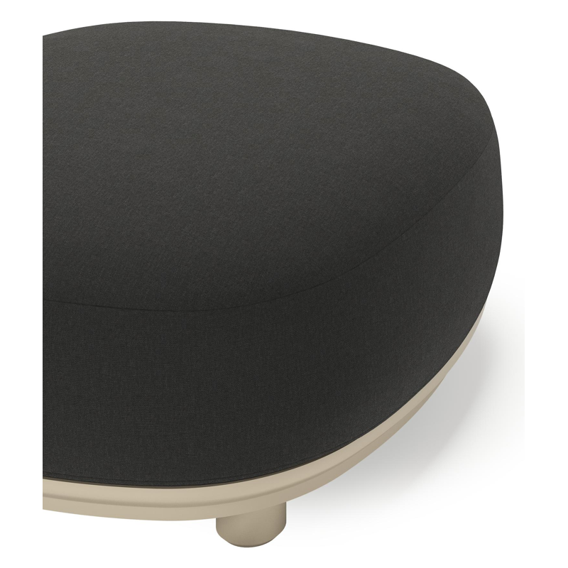 Pouf  Vadelo en aluminium beige et coussin en all weather sunbrella® luxe natte sooty