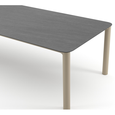Orso tuintafel rechthoekig afgerond in beige aluminium en volkeramiek Basalt Black - L 290 x B 110 x H 74.5 cm