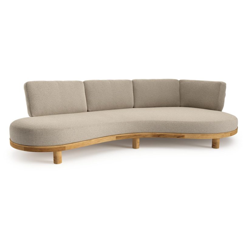 Donato loungebank in teak met marbella beige all weather cosytica kussen