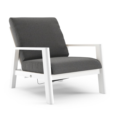 Cirello loungestoel in wit aluminium met savane tornado all weather sunbrella® luxe kussen