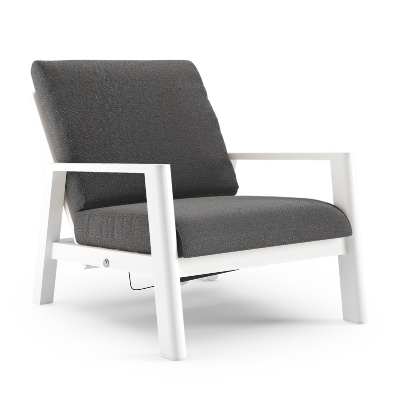 Cirello loungestoel in wit aluminium met savane tornado all weather sunbrella® luxe kussen