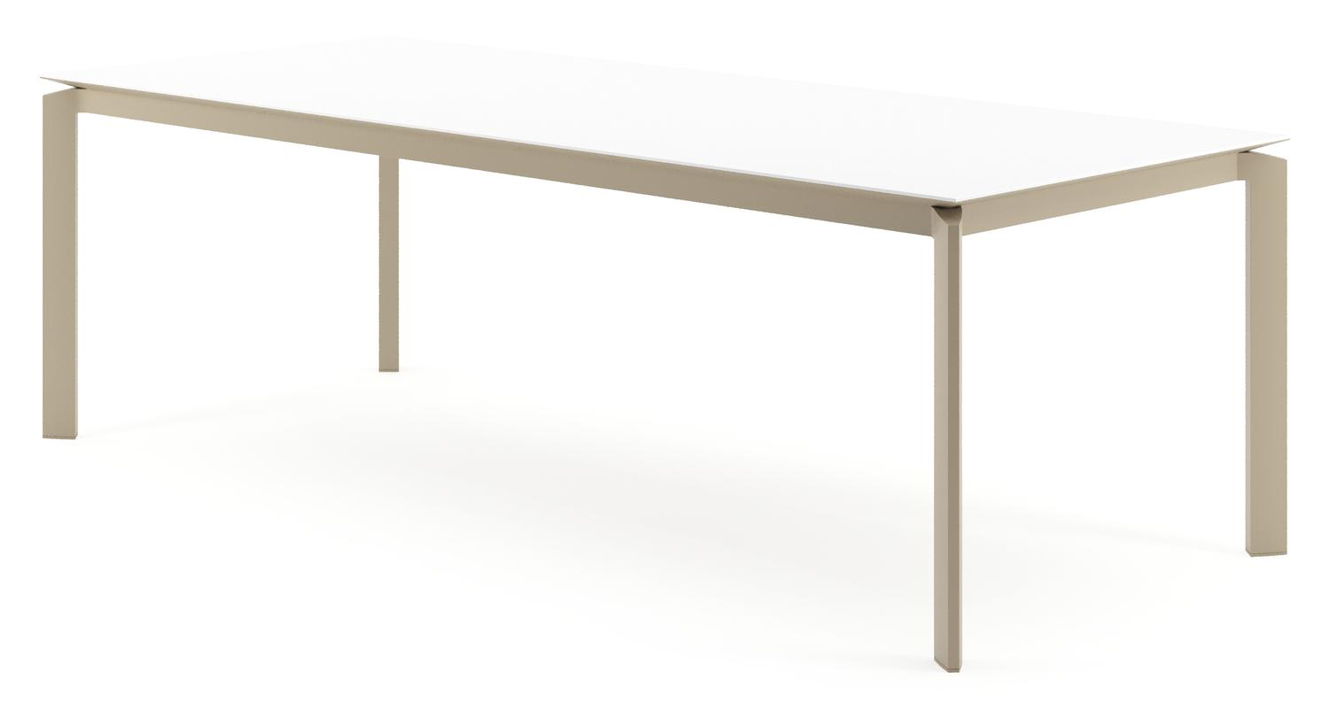 Cirello tuintafel rechthoekig in beige aluminium en volkeramiek Arctic White - L 240 x B 100 x H 74.5 cm