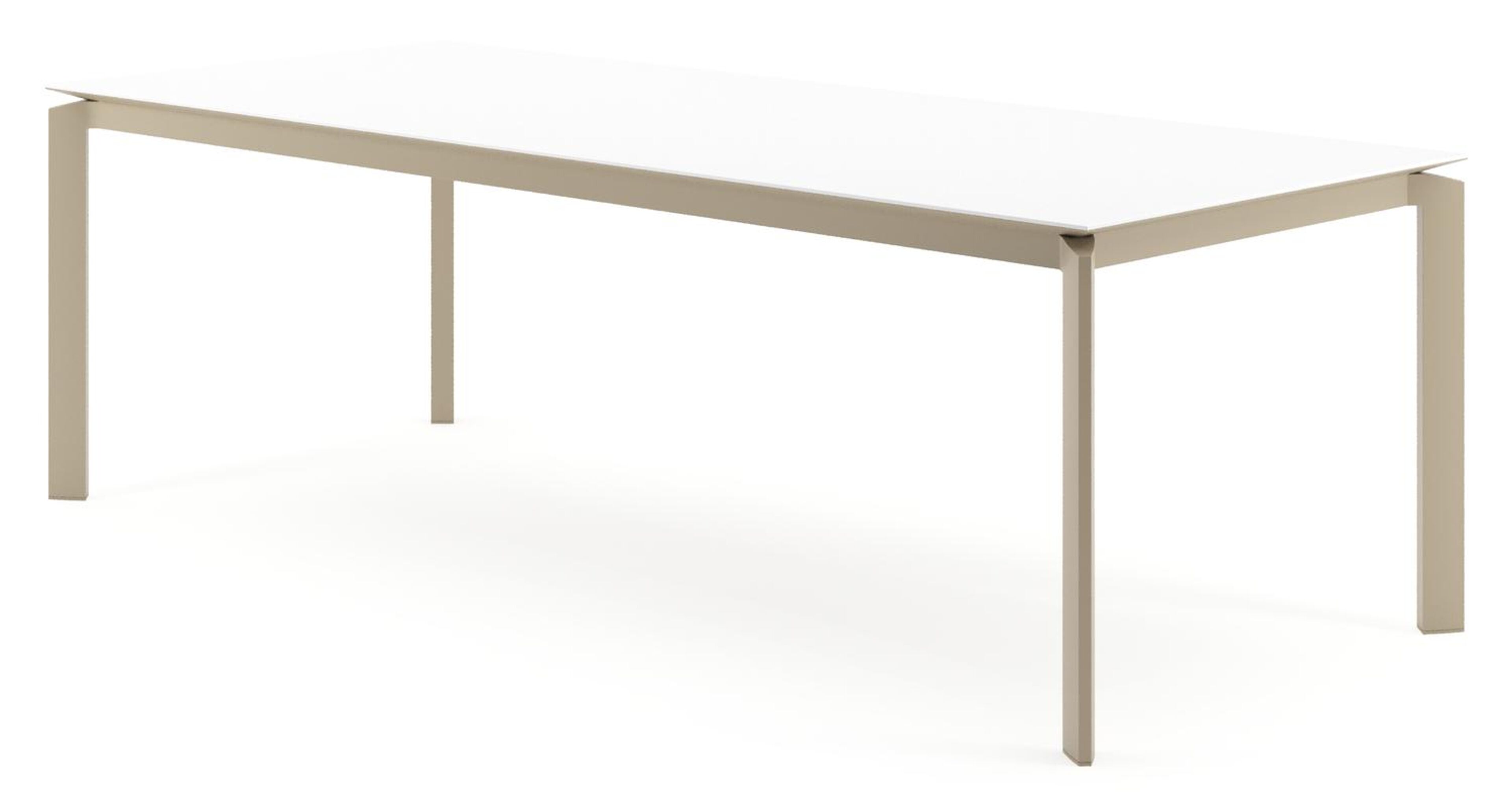 Table de jardin Cirello rectangulaire en aluminium beige et céramique pleine Arctic White - Lg. 240 x Lrg. 100 x Haut. 74.5 cm