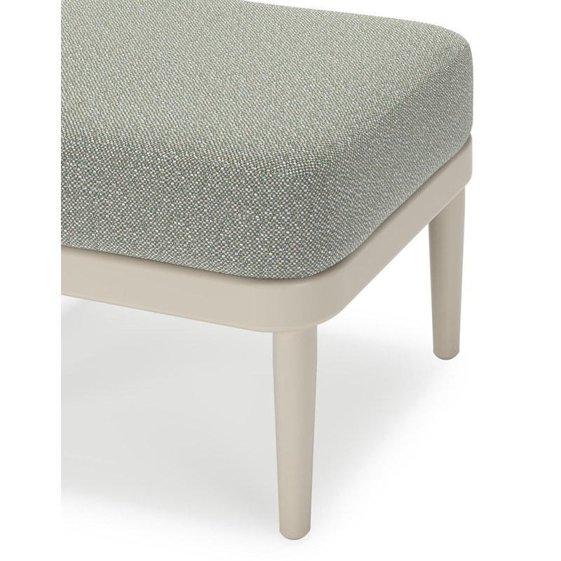 Pouf Orso en aluminium beige et coussins en all weather sunbrella® luxe Savane Leaf