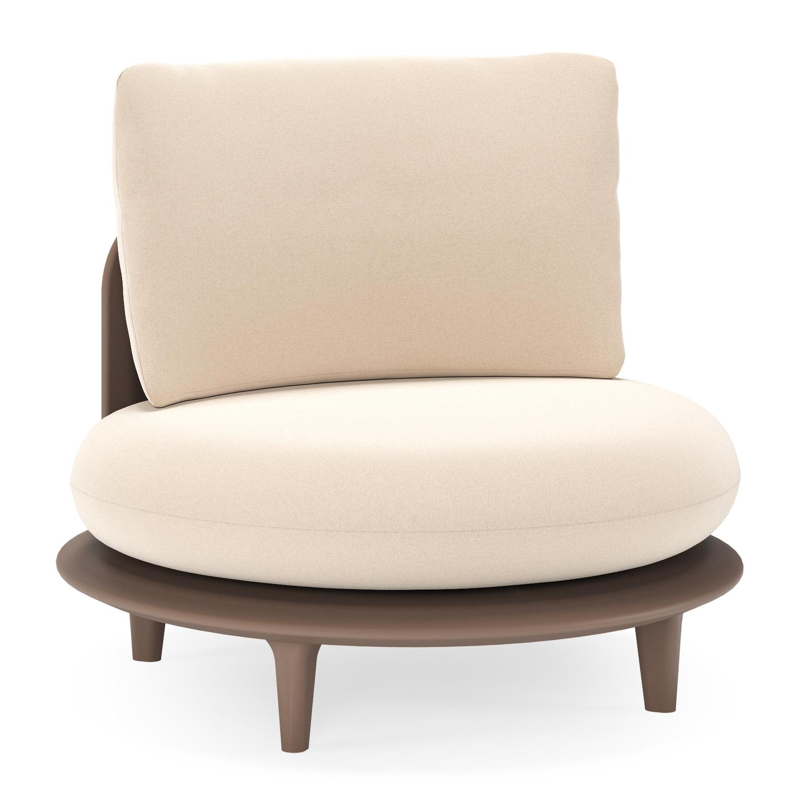 Bomero loungestoel in taupe aluminium met natte linen chalk all weather sunbrella® luxe kussen