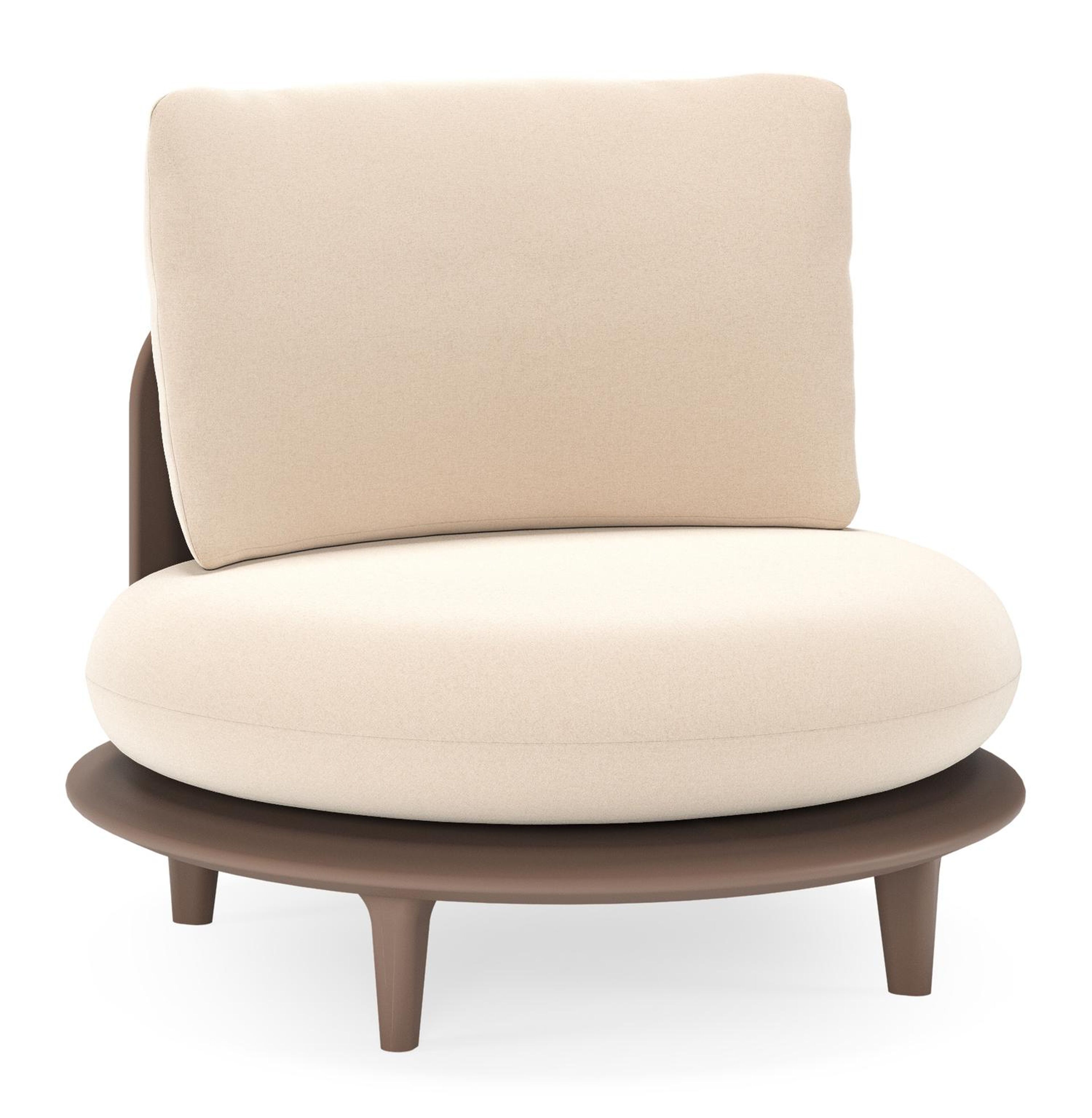 Bomero loungestoel in taupe aluminium met natte linen chalk all weather sunbrella® luxe kussen