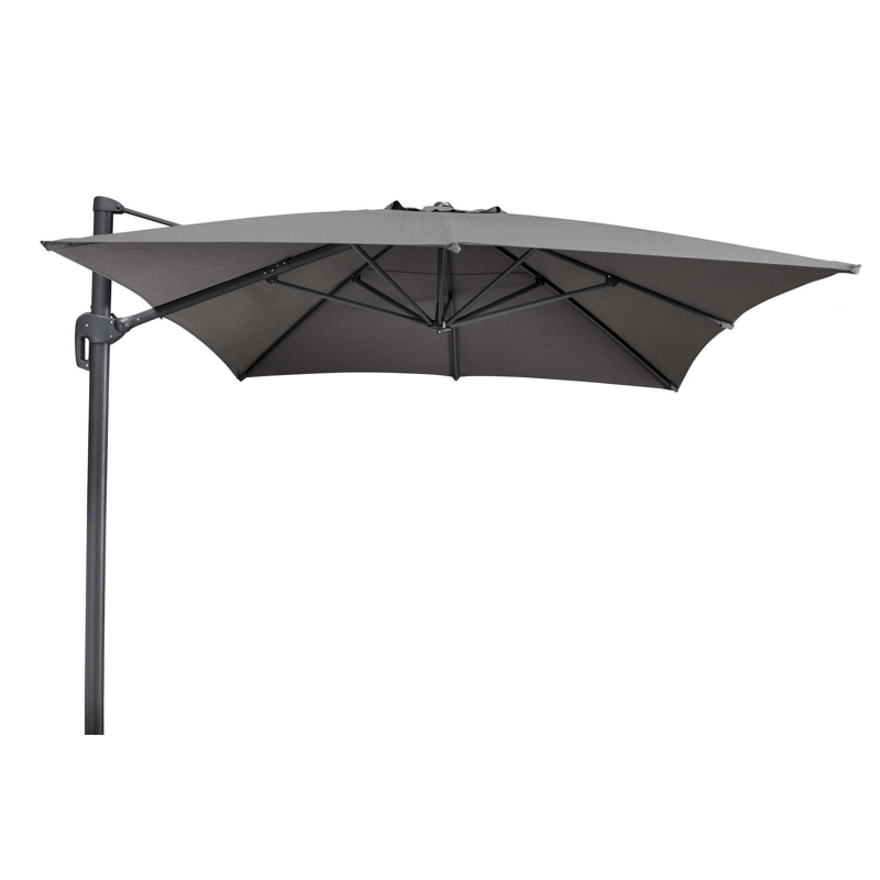 Parasol pendant Rufina en aluminium noir avec toile de parasol en all weather sunbrella® luxe natte carbon beige - Larg1 400 x Larg2 300 cm (sans pied de parasol)