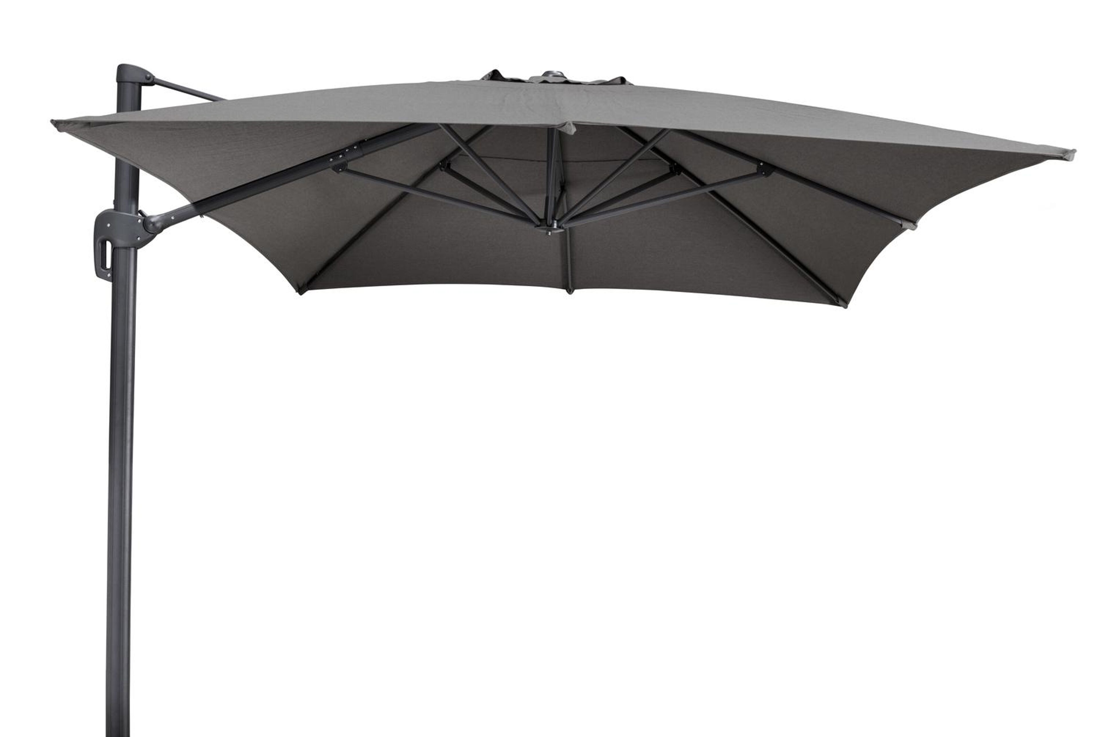 Parasol pendant Rufina en aluminium noir avec toile de parasol en all weather sunbrella® luxe natte carbon beige - Larg1 400 x Larg2 300 cm (sans pied de parasol)