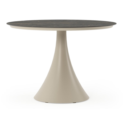 Fano tuintafel rond in beige aluminium en volkeramiek Black Obsession - Dia. 110 x H 75 cm