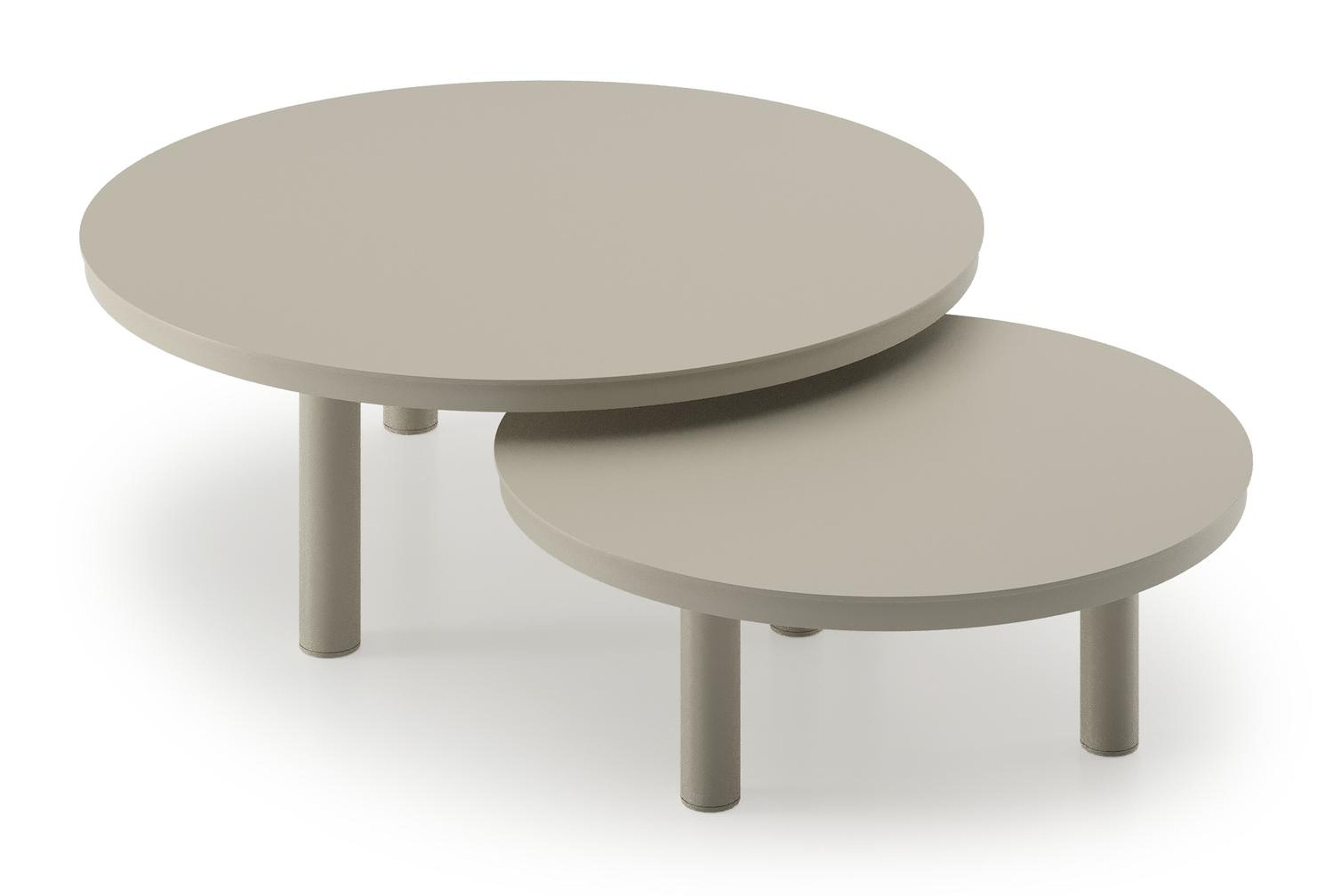 Lindo loungetafels in beige aluminium - Dia. 85 x H 27 cm, Dia. 65 x H 21 cm