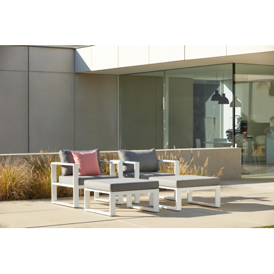 Livo loungeset in wit aluminium met grijs weather+ softtouch kussens