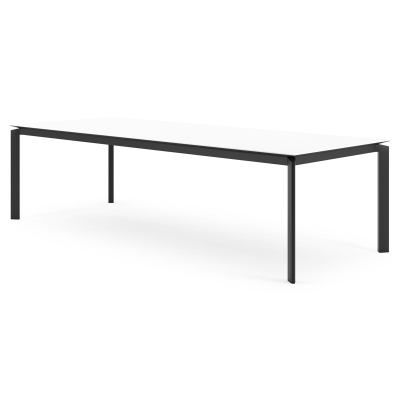 Cirello tuintafel rechthoekig in zwart aluminium en volkeramiek Arctic White - L 280 x B 110 x H 75 cm