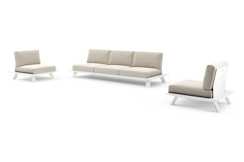 Cesano loungeset in wit aluminium met lopi marble all weather sunbrella® luxe kussens