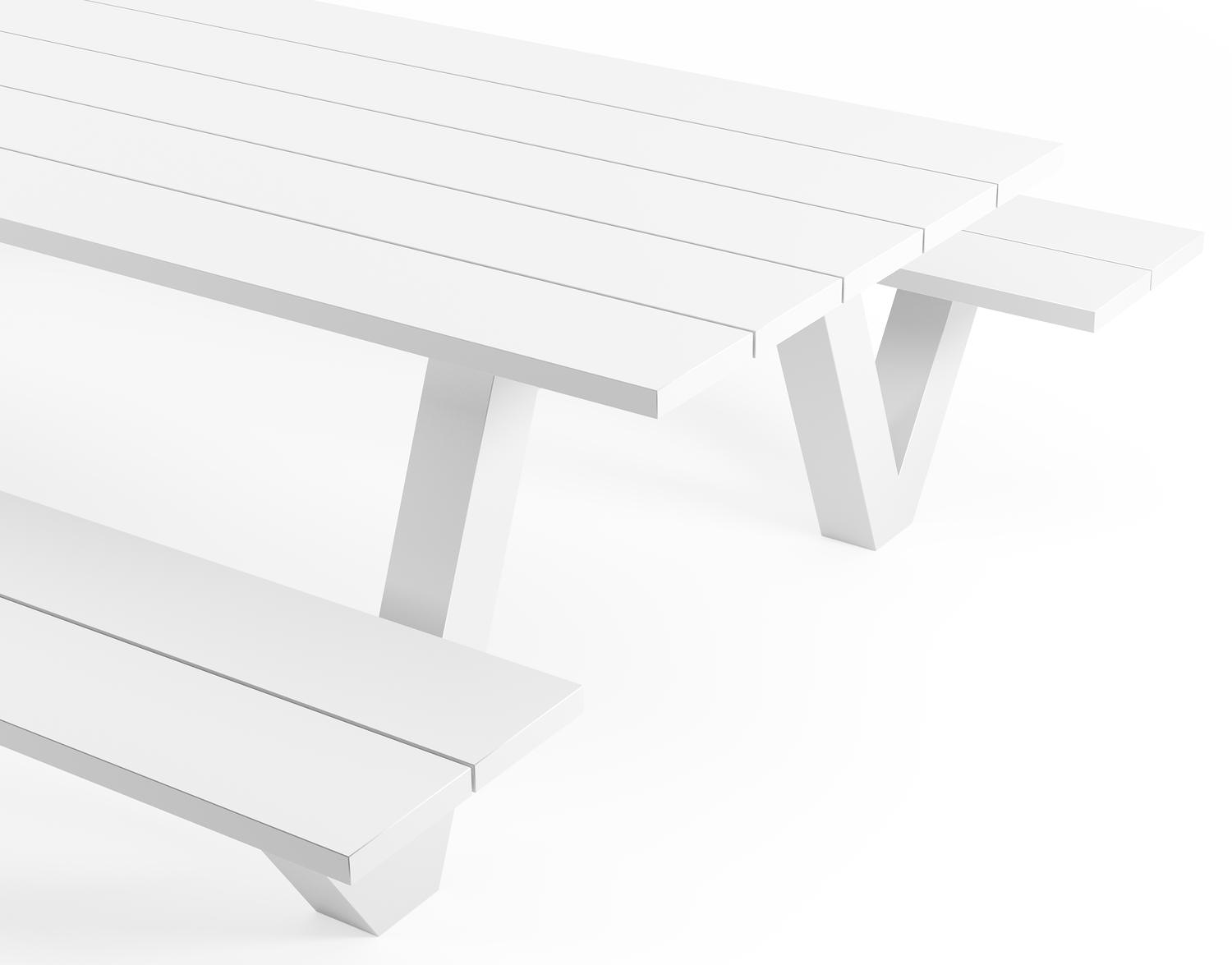 Norma picknicktafel in wit aluminium - L 300 x B 213 x H 74 cm