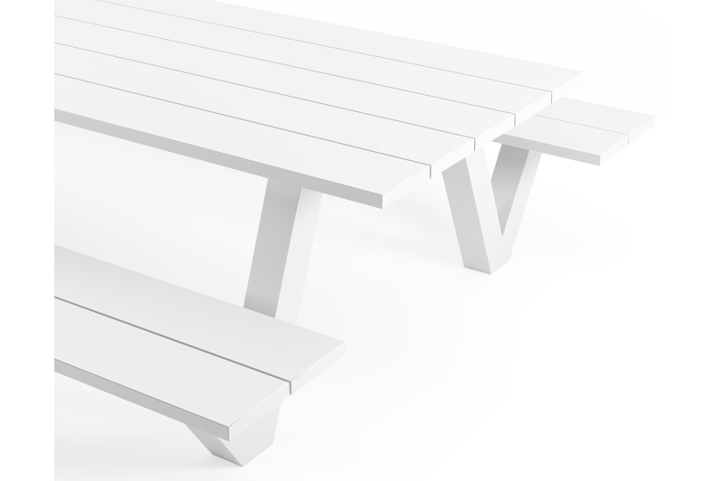 Norma picknicktafel in wit aluminium - L 300 x B 213 x H 74 cm