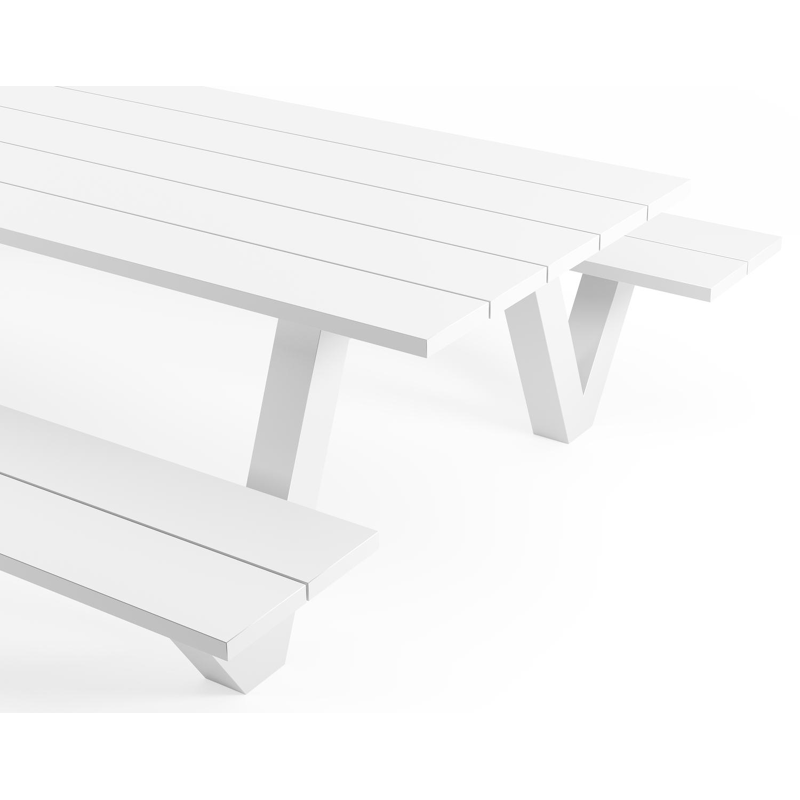 Norma picknicktafel in wit aluminium - L 300 x B 213 x H 74 cm