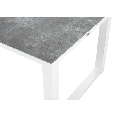 Livo tuinset in wit aluminium en grijs keramisch glas tafelblad met 8 Rivo tuinstoelen