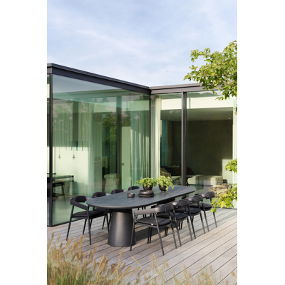 Table de jardin Donato en aluminium noir et céramique pleine aspen grey - Lg 300 x Larg. 110 x H 74 cm