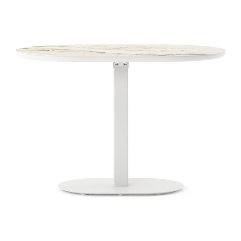 Teramo kantelbare tuintafel bombo in wit aluminium en volkeramiek Colorado Dunes - L 110 x B 70 x H 74 cm