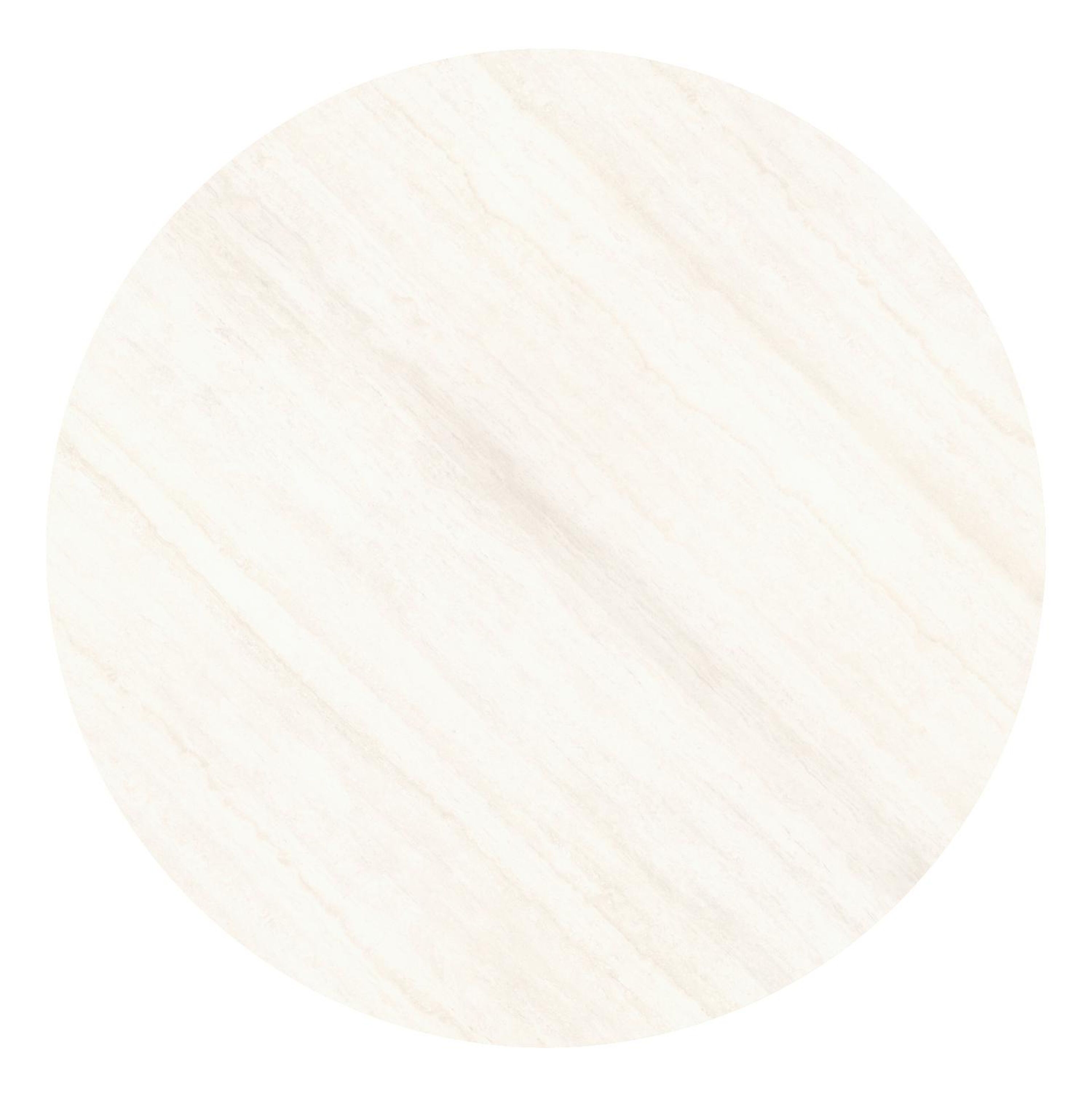 Amico low dining tuintafel rond in beige aluminium en volkeramiek Travertino Bianco - Dia. 148 x H 61 cm