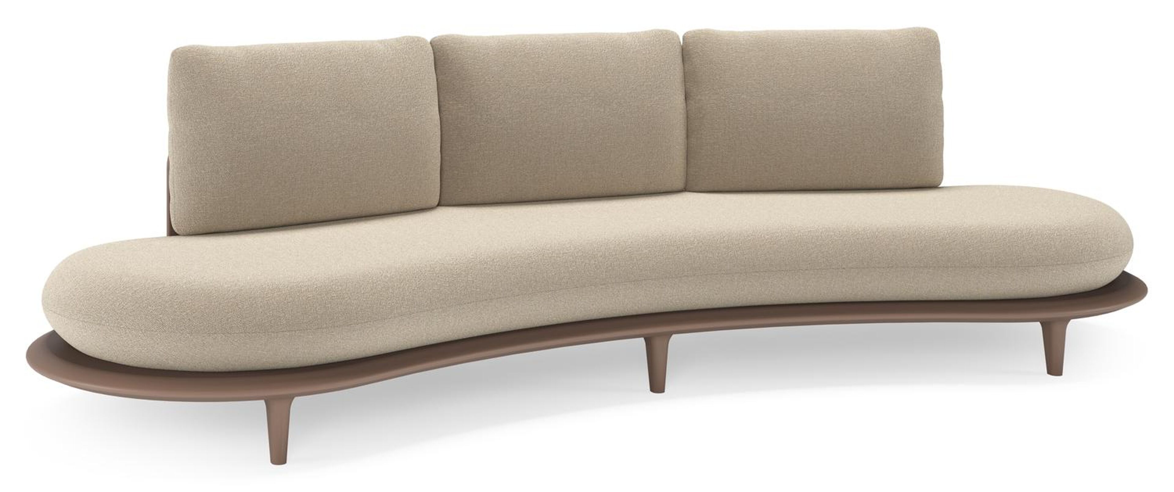 Canapé de jardin Bomero en aluminium taupe et coussins en all weather cosytica marbella sand