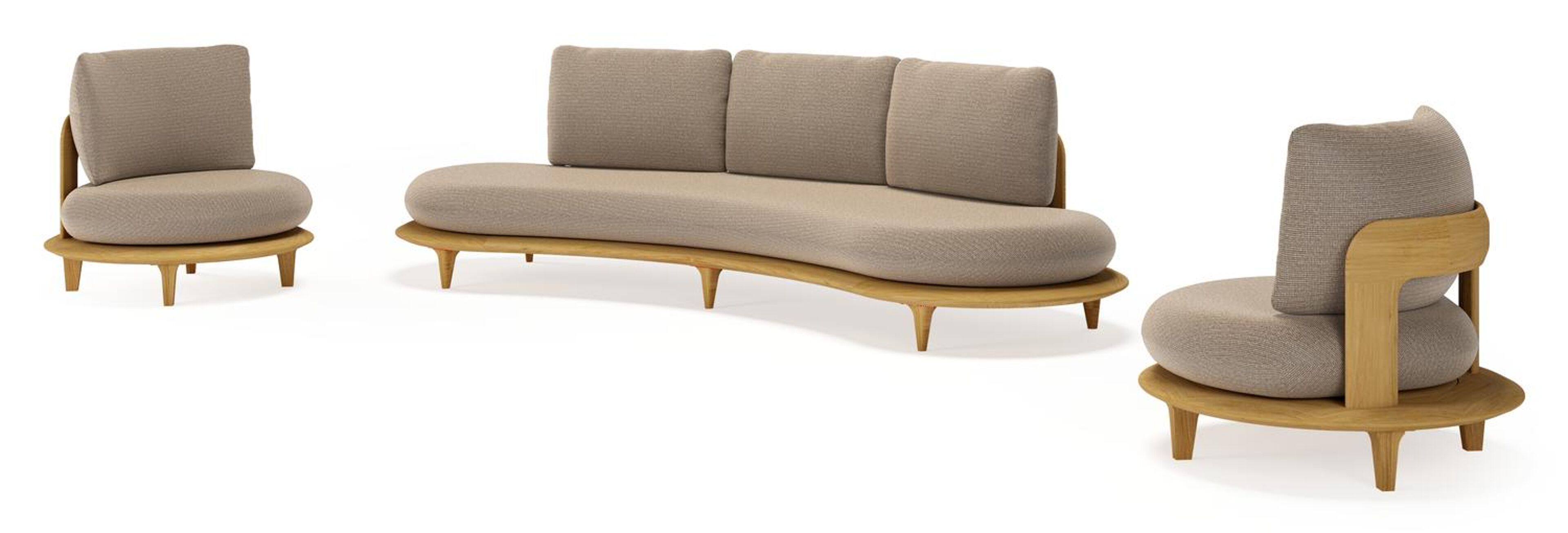 Salon de jardin Bomero en teck et coussins en all weather solica firenze earth