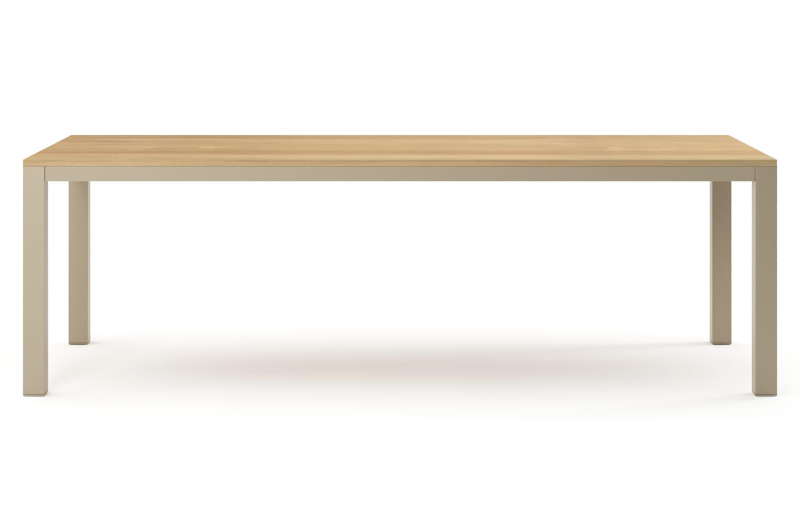 Como tuintafel rechthoekig in beige aluminium en teak - L 240 x B 100 x H 73 cm