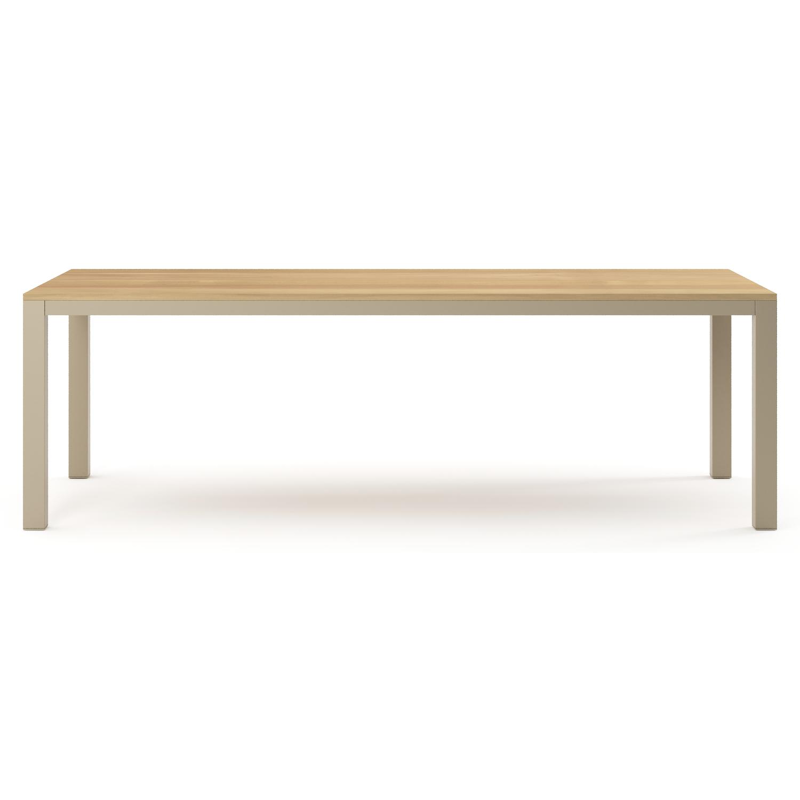 Como tuintafel rechthoekig in beige aluminium en teak - L 240 x B 100 x H 73 cm