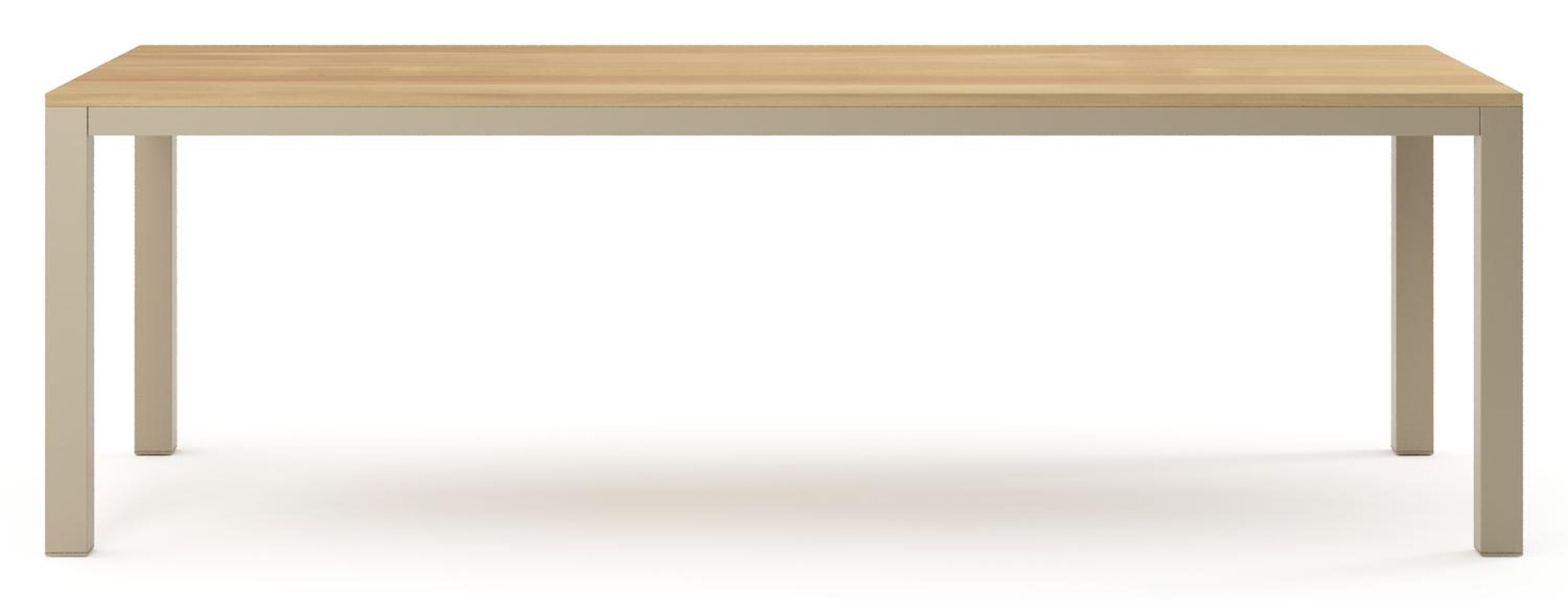 Table de jardin Como rectangulaire en aluminium beige et teck - Lg. 240 x Lrg. 100 x Haut. 73 cm