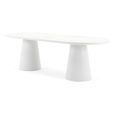 Donato tuintafel in wit aluminium en volkeramiek calacatta - L 260 x B 100 x H 74 cm